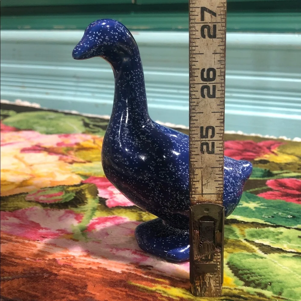 💙Vintage Speckled Blue Ceramic Goose totally cottagecore Figurine